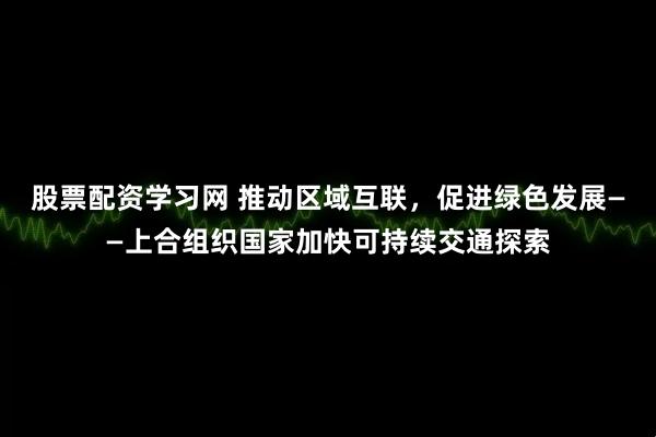 股票配资学习网 推动区域互联，促进绿色发展——上合组织国家加快可持续交通探索