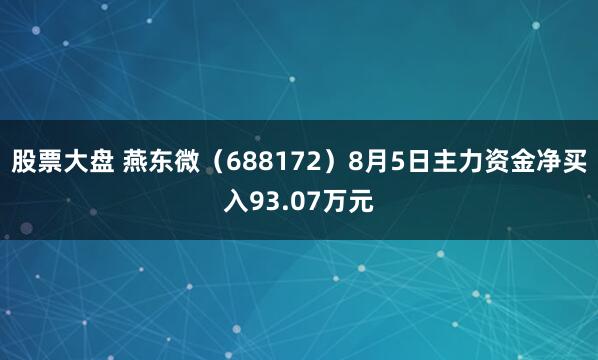 股票大盘 燕东微（688172）8月5日主力资金净买入93.07万元